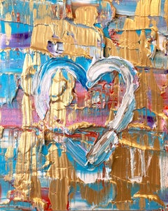 "My Raspberry Crush Heart" Contemporary Oil Painting Framed w Floater Frame