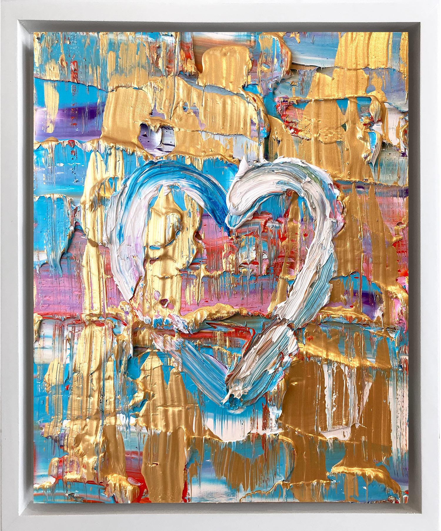 Cindy Shaoul Figurative Painting - "My Raspberry Crush Heart" Contemporary Oil Painting Framed w Floater Frame