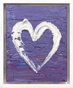 "My Raspberry Crush Heart" Purple Oil Painting on Wood with White Floated Frame
