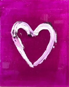 "My Raspberry Heart " Pink Resin Contemporary Pop Oil Painting w Floater Frame