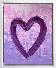 "My Raspberry Ombre Heart" Purple & Pink Oil Painting with White Floated Frame
