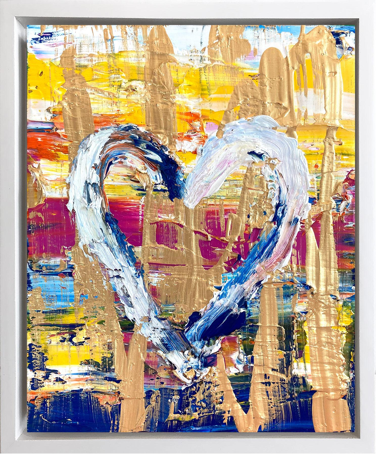 Cindy Shaoul Abstract Painting - "My Renaissance Heart" Contemporary Pop Art Oil Painting with Floater Frame