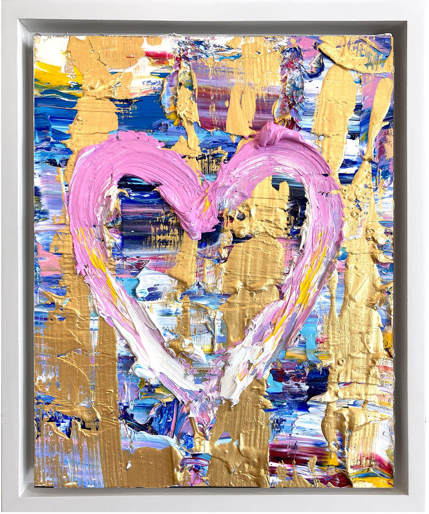 Cindy Shaoul Abstract Painting - "My Renaissance Heart" Contemporary Pop Art Oil Painting with Floater Frame