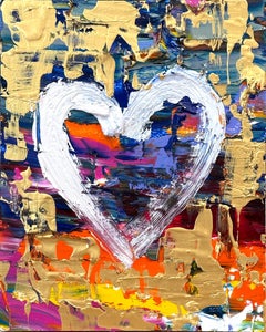 "My Renaissance Heart" Colorful Pop Art Oil Painting with White Floater Frame