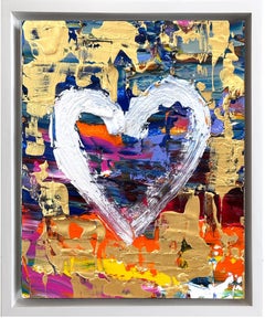 « My Renaissance Heart », peinture à l'huile pop art colorée avec cadre flottant blanc