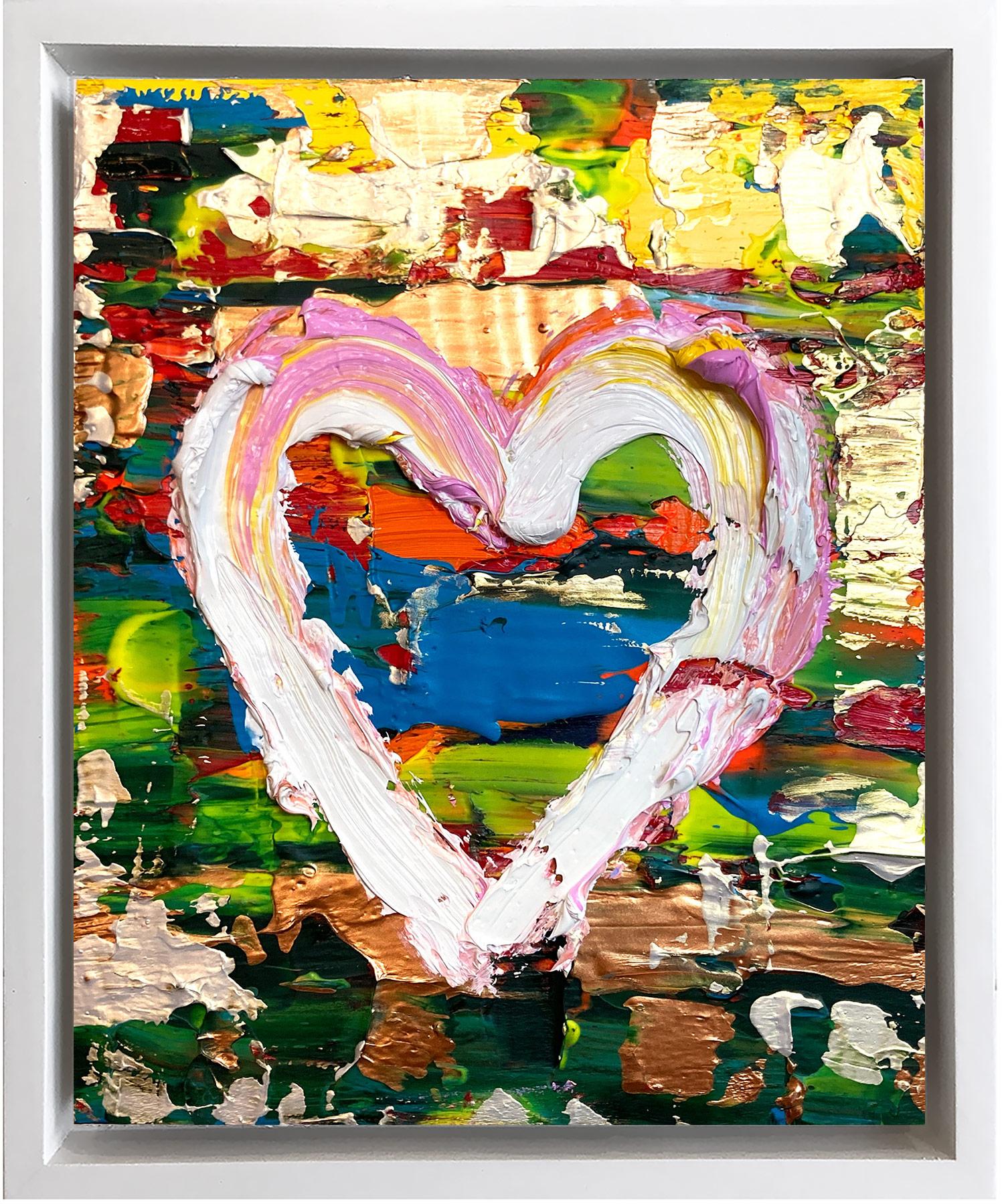 Cindy Shaoul Abstract Painting - "My Dream On Heart" Contemporary Pop Oil Painting with Floater Frame