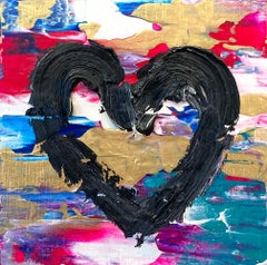 "My Rock Candy Heart" Colorful Pop Art Oil Painting with White Floater Frame