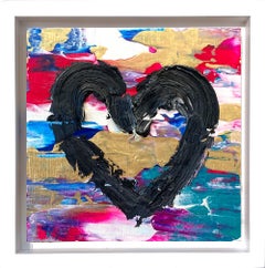 "My Rock Candy Heart" Peinture à l
huile pop art colorée avec cadre flottant blanc