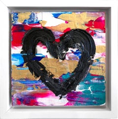 "My Rock Candy Heart" Colorful Pop Art Oil Painting with White Floater Frame