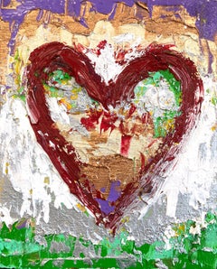 "My Marie Antoinette Heart" Pop Oil Painting on Wood with White Floater Frame