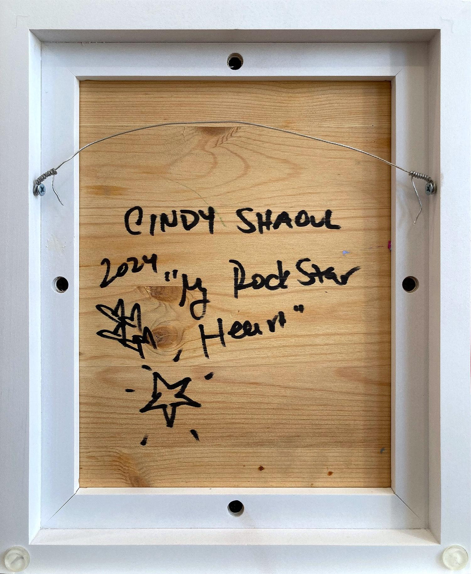 „My Rock Star Heart“ Buntes Pop-Ölgemälde auf Holz mit weißem Floater-Rahmen, farbenfrohes Ölgemälde im Angebot 7