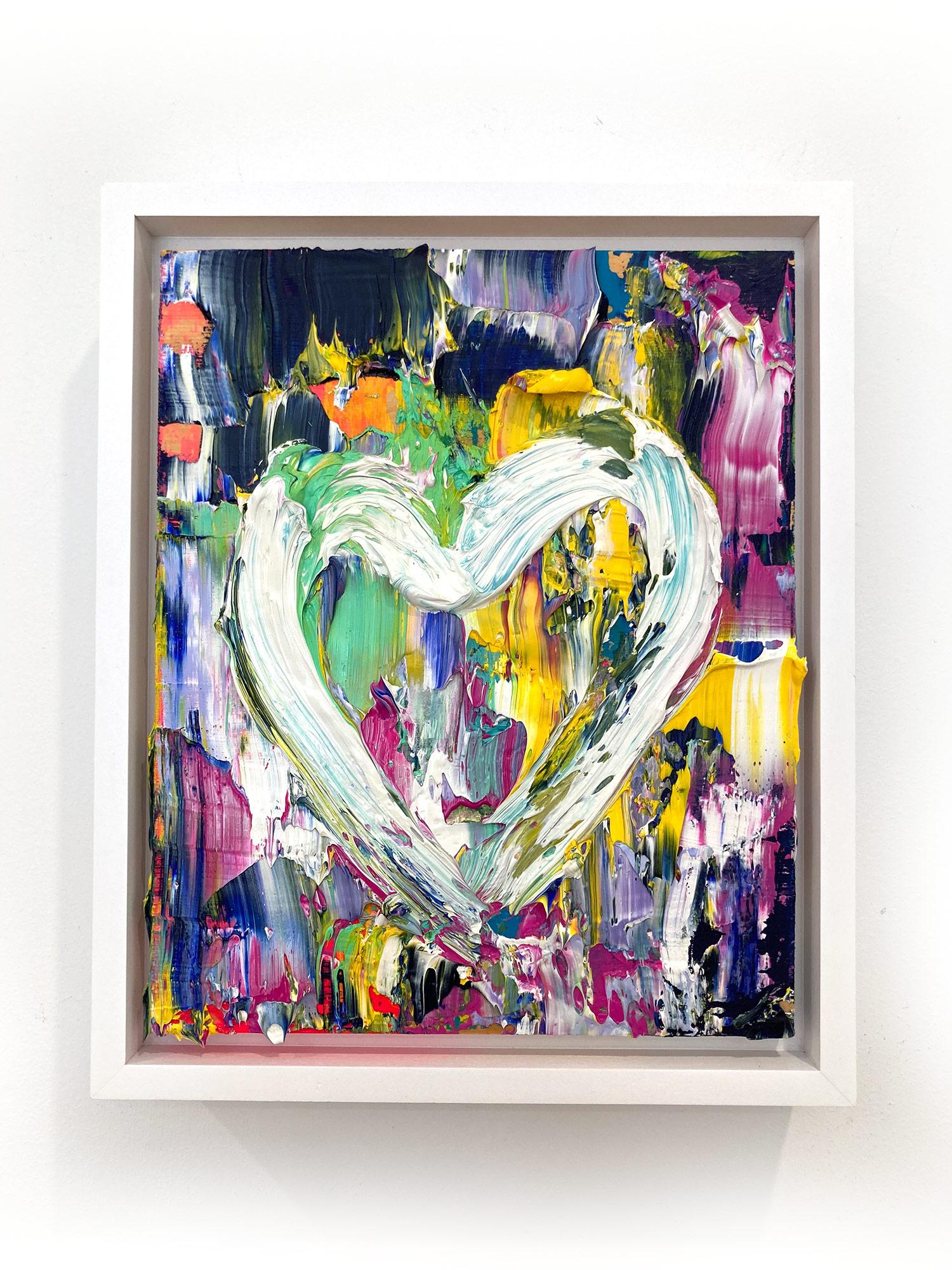 „My Rock Star Heart“ Buntes Pop-Ölgemälde auf Holz mit weißem Floater-Rahmen, farbenfrohes Ölgemälde im Angebot 8