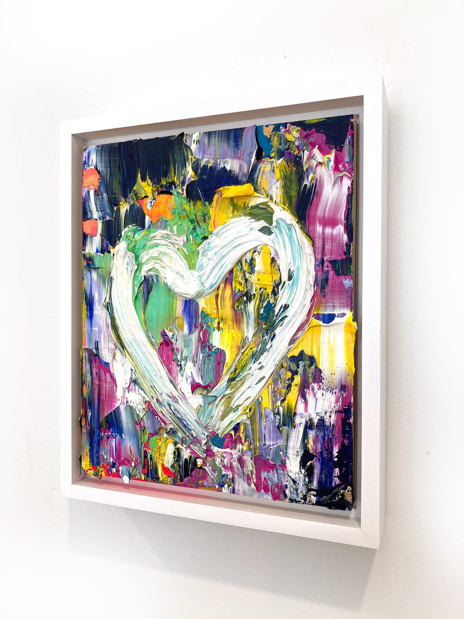 „My Rock Star Heart“ Buntes Pop-Ölgemälde auf Holz mit weißem Floater-Rahmen, farbenfrohes Ölgemälde im Angebot 9
