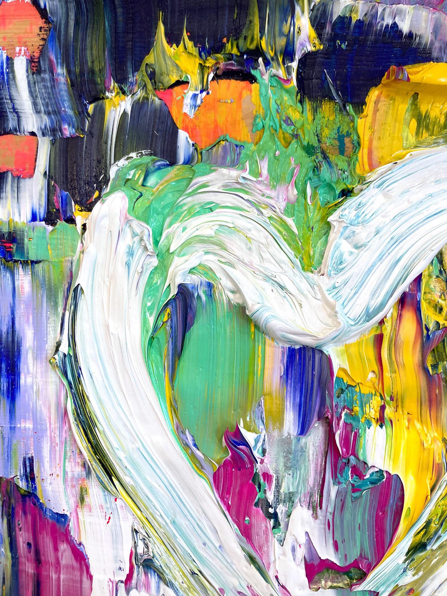 „My Rock Star Heart“ Buntes Pop-Ölgemälde auf Holz mit weißem Floater-Rahmen, farbenfrohes Ölgemälde (Zeitgenössisch), Painting, von Cindy Shaoul
