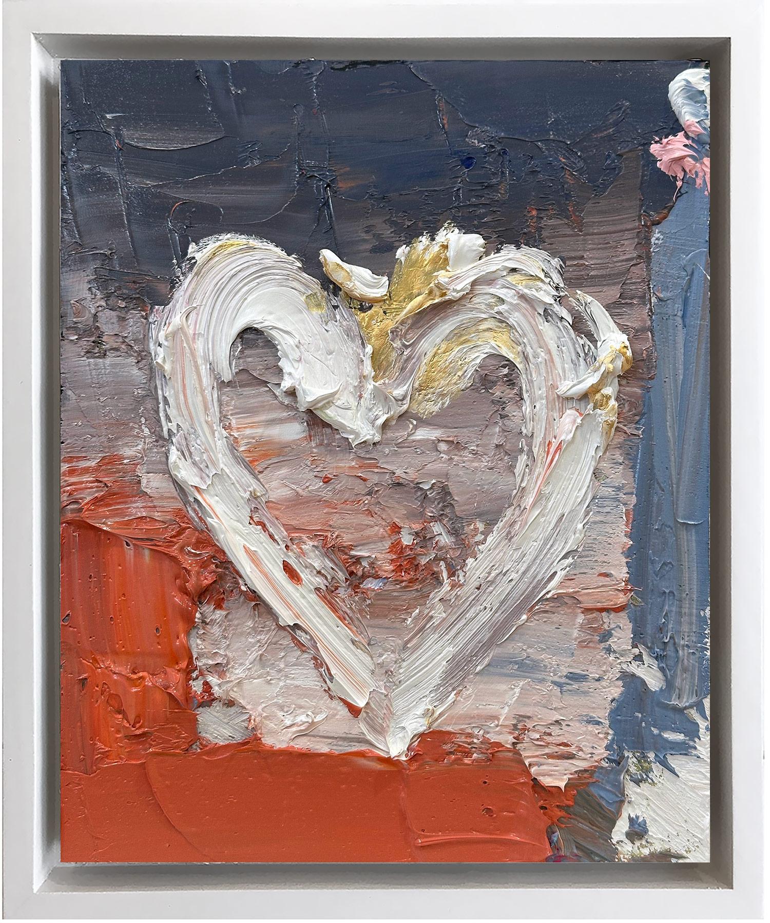 Cindy Shaoul Abstract Painting - "My Rococo Heart" Contemporary Pop Art Oil Painting with White Floater Frame