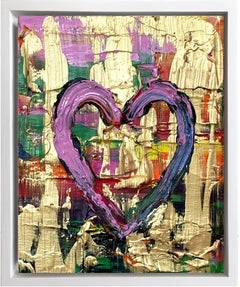 "My Rolling Stone Heart" Contemporary Pop Oil Painting with Floater Frame