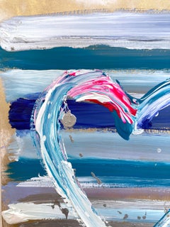 "My Romantic Heart" Colorful Abstract Acrylic & Silver Leaf Painting on Paper