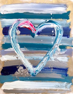 "My Romantic Heart" Colorful Abstract Acrylic & Silver Leaf Painting on Paper