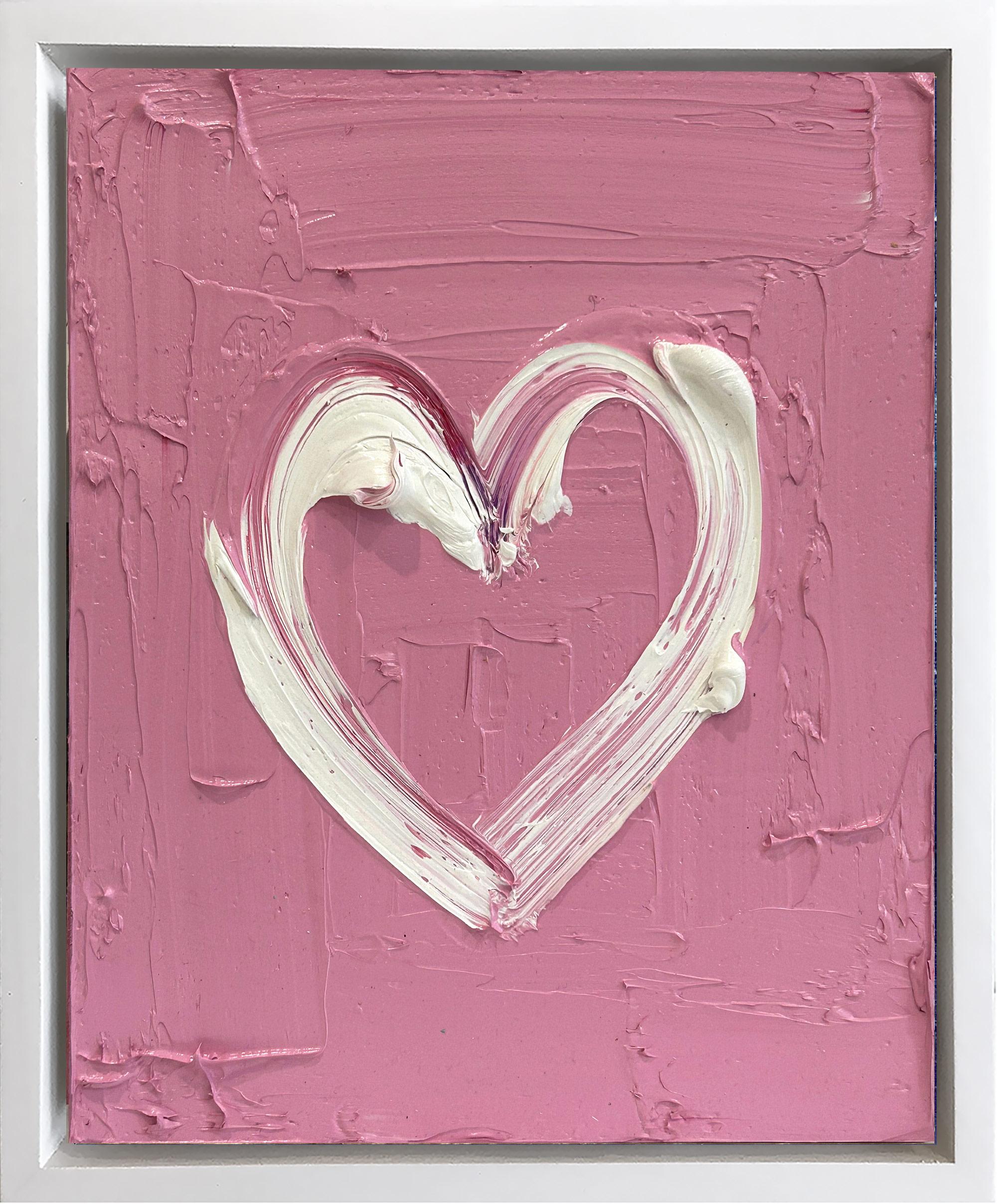 "My Rosé All Day Heart" Pink & White Oil Painting on Wood w White Floater Frame