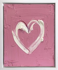 "My Rosé All Day Heart" Pink Pop Art Oil Painting on Wood w White Floater Frame