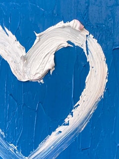 "My Periwinkle Blue Heart" Contemporary Pop Art Oil Painting with Floater Frame