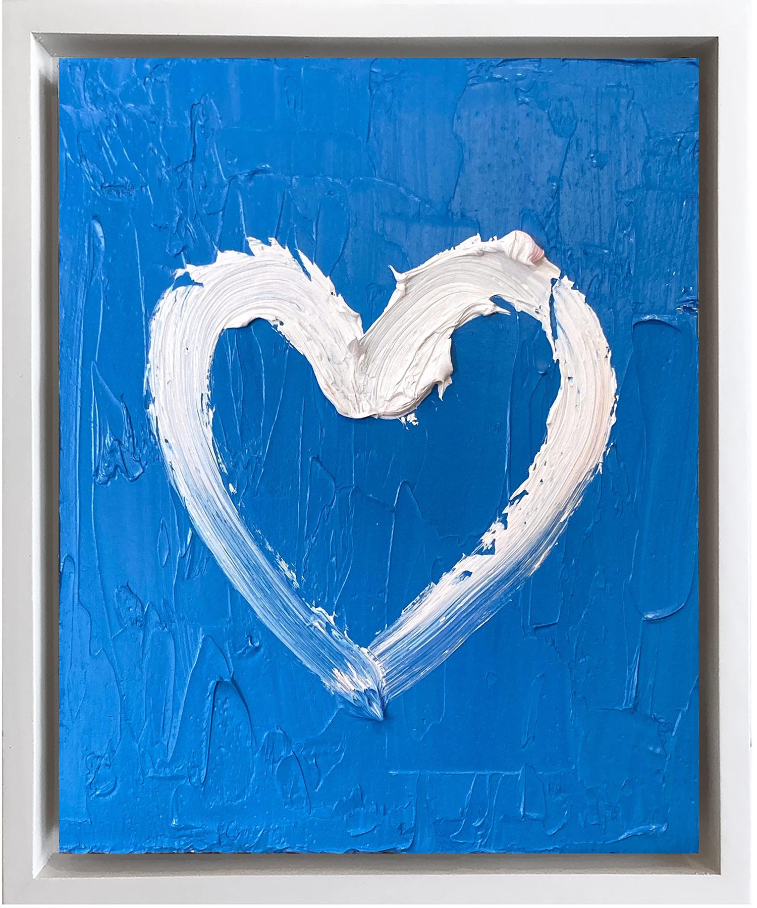 "My Periwinkle Blue Heart" Contemporary Pop Art Oil Painting with Floater Frame
