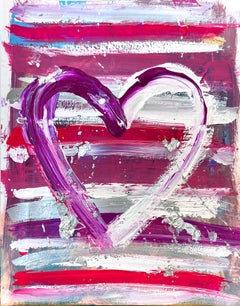 "My Royal Heart" Colorful Abstract Acrylic & Silver Leaf Painting on Paper 