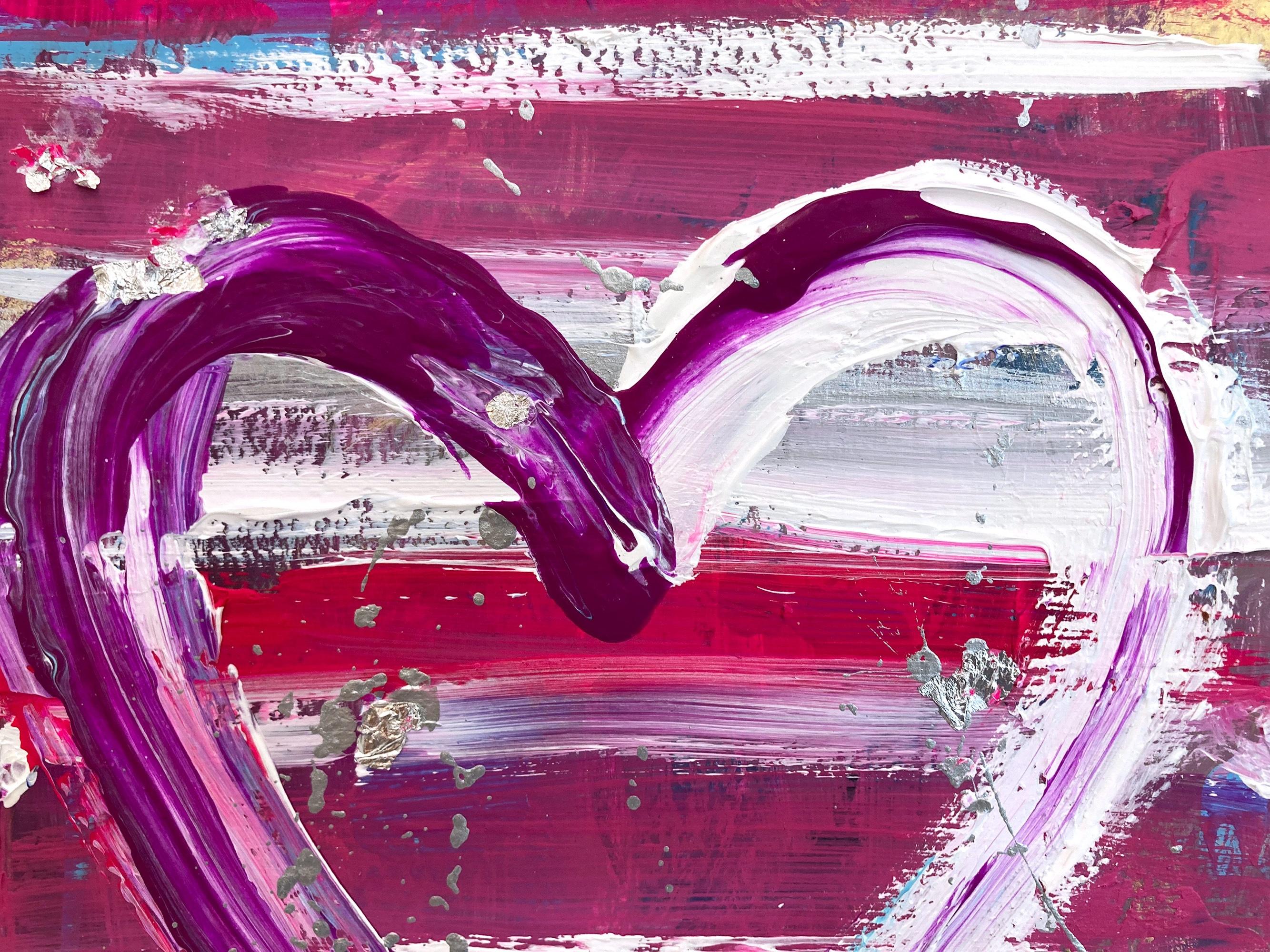 « My Royal Heart », peinture abstraite colorée à l'acrylique et à la feuille d'argent sur papier en vente 1