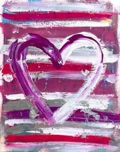 "My Royal Heart" Colorful Abstract Acrylic & Silver Leaf Painting on Paper