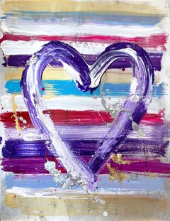 "My Saturday Night Fever Heart" Colorful Acrylic & Gold Leaf Painting on Paper