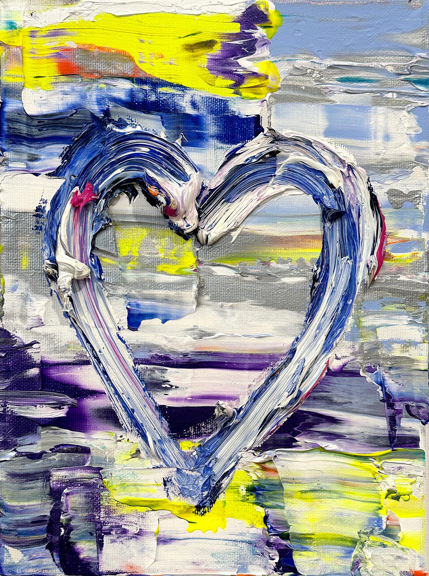« My Saturday Night Fever Heart », peinture à l'huile pop art multicolore avec cadre - Painting de Cindy Shaoul