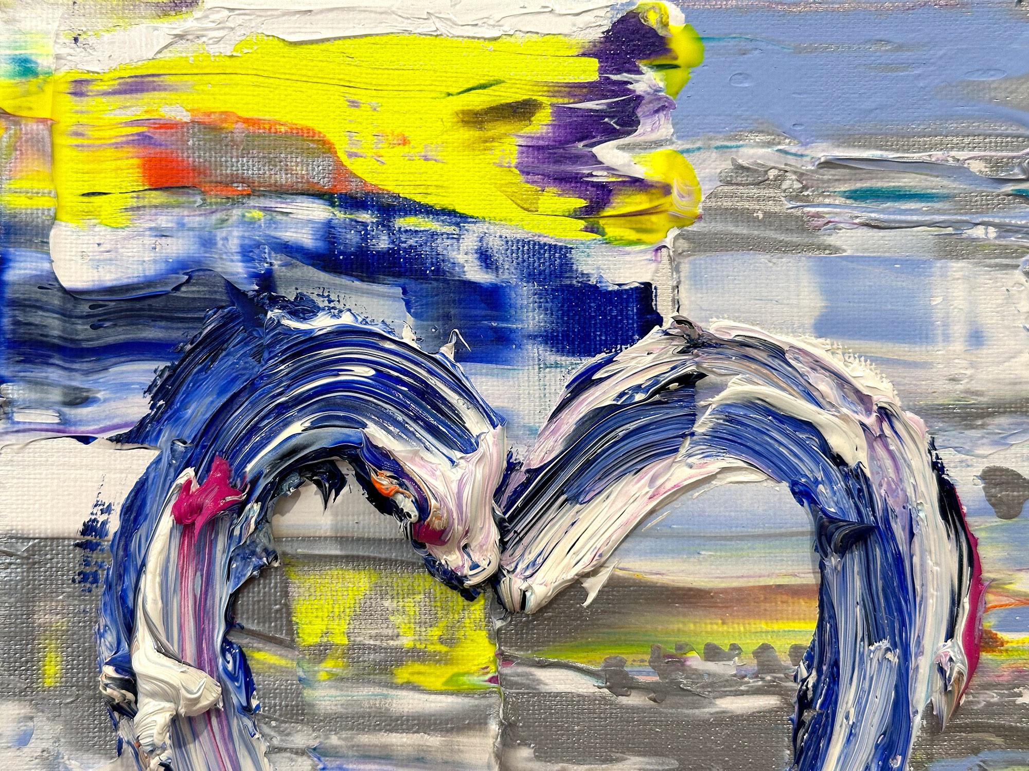 « My Saturday Night Fever Heart », peinture à l'huile pop art multicolore avec cadre - Abstrait Painting par Cindy Shaoul