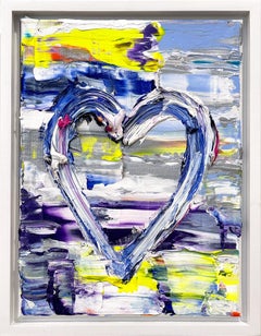 "My Saturday Night Fever Heart" Multicolored Pop Art Oil Painting with Frame