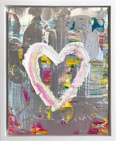 "My Serendipitous Heart" Contemporary Pop Oil Painting with Floater Frame