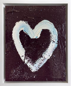 "My Purple Diamond Heart" Colorful Oil Painting on Wood with White Floater Frame
