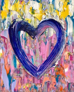 "My Sex and the City Heart" Colorful Oil Painting on Wood & White Floater Frame