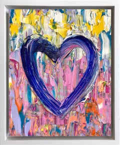 "My Sex and the City Heart" Colorful Oil Painting on Wood & White Floater Frame