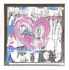 "My Silver Lining Heart" Colorful Abstract Oil Painting with Floater Frame