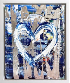 "My Silver Lining Heart" Contemporary Pop Oil Painting with Floater Frame