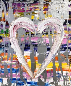 "My Silver Lining Heart" Oil and Mixed Media with Silver Pop Painting on Canvas