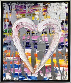 "My Silver Lining Heart" Oil and Mixed Media with Silver Pop Painting on Canvas