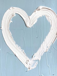 "My Sky Blue Heart" Blue and White Contemporary Oil Painting Thick Canvas