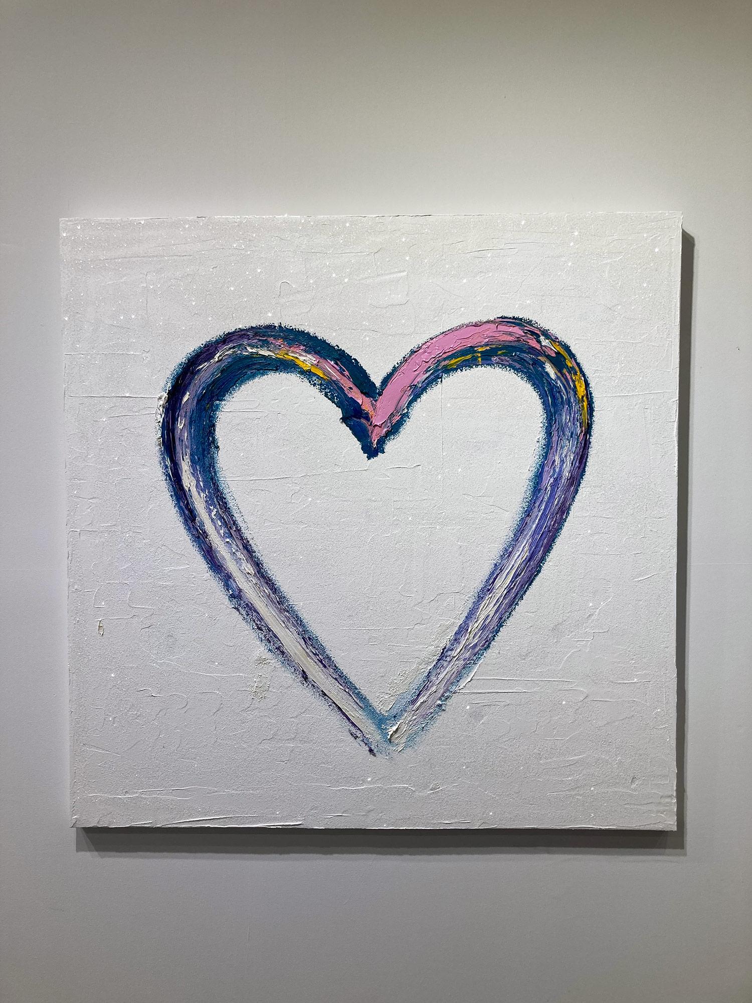 « My Snow Cone Heart », peinture à l'huile contemporaine colorée sur toile en forme de poussière de diamant en vente 6