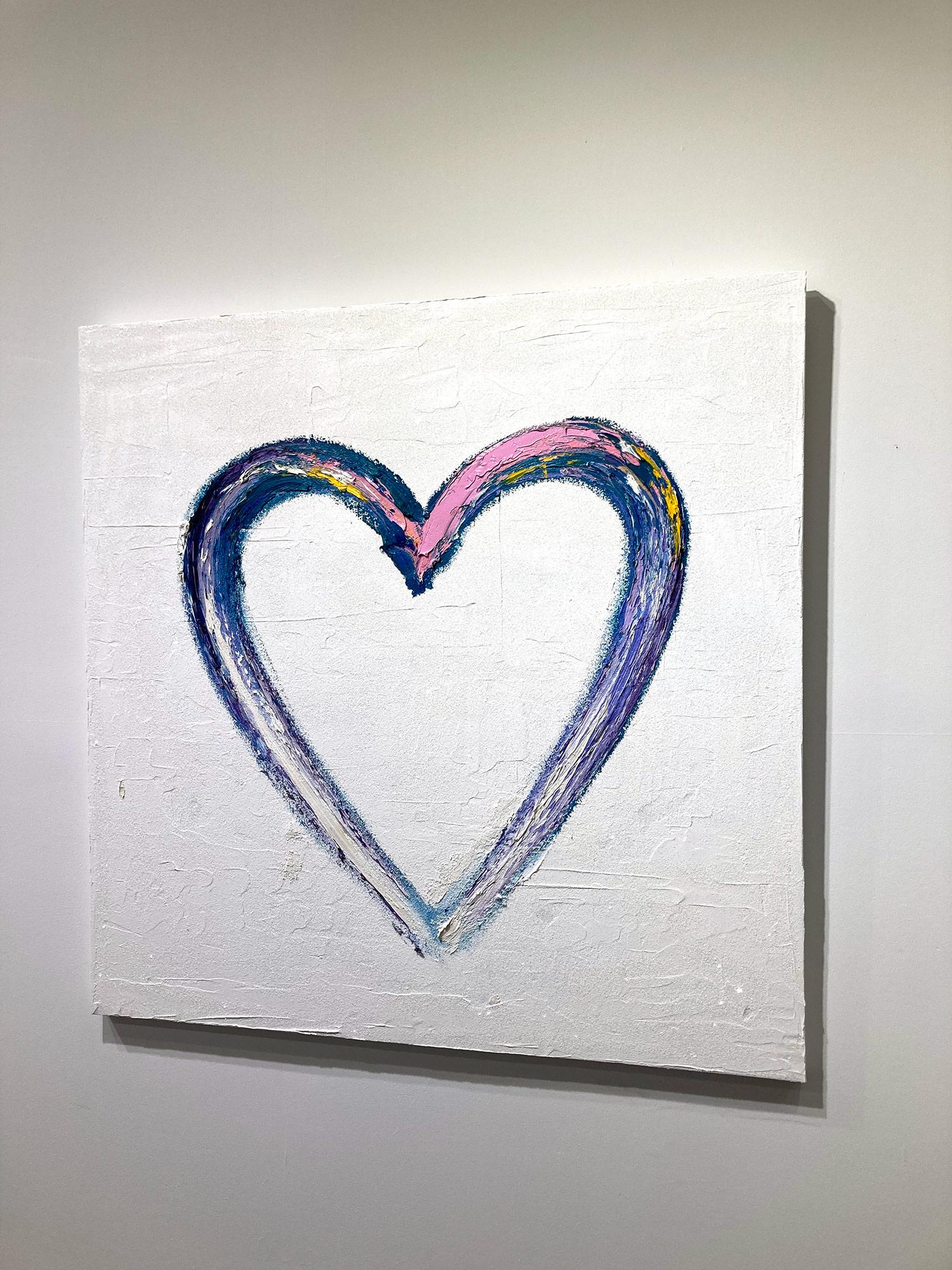 « My Snow Cone Heart », peinture à l'huile contemporaine colorée sur toile en forme de poussière de diamant en vente 7
