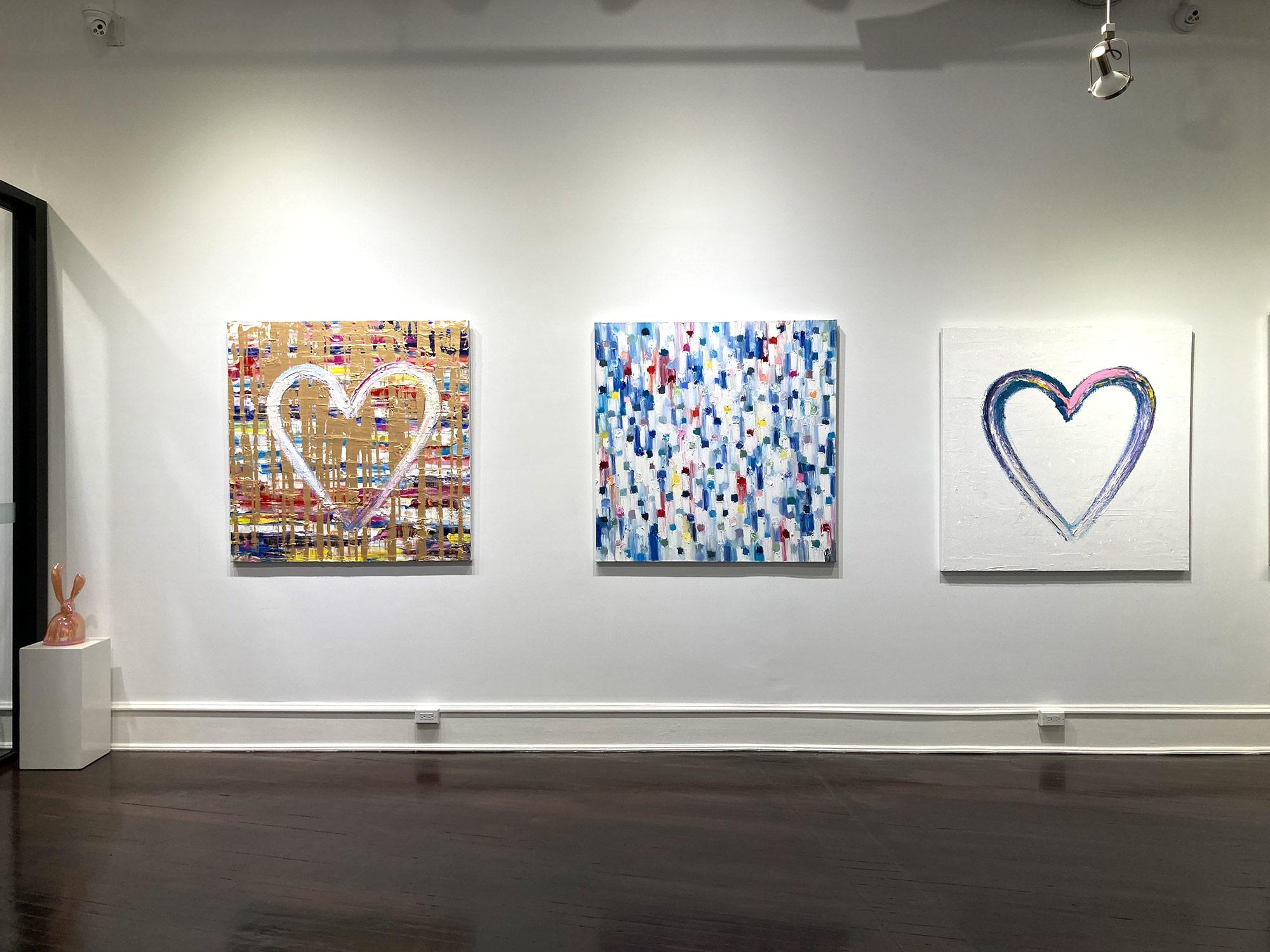 « My Snow Cone Heart », peinture à l'huile contemporaine colorée sur toile en forme de poussière de diamant en vente 10