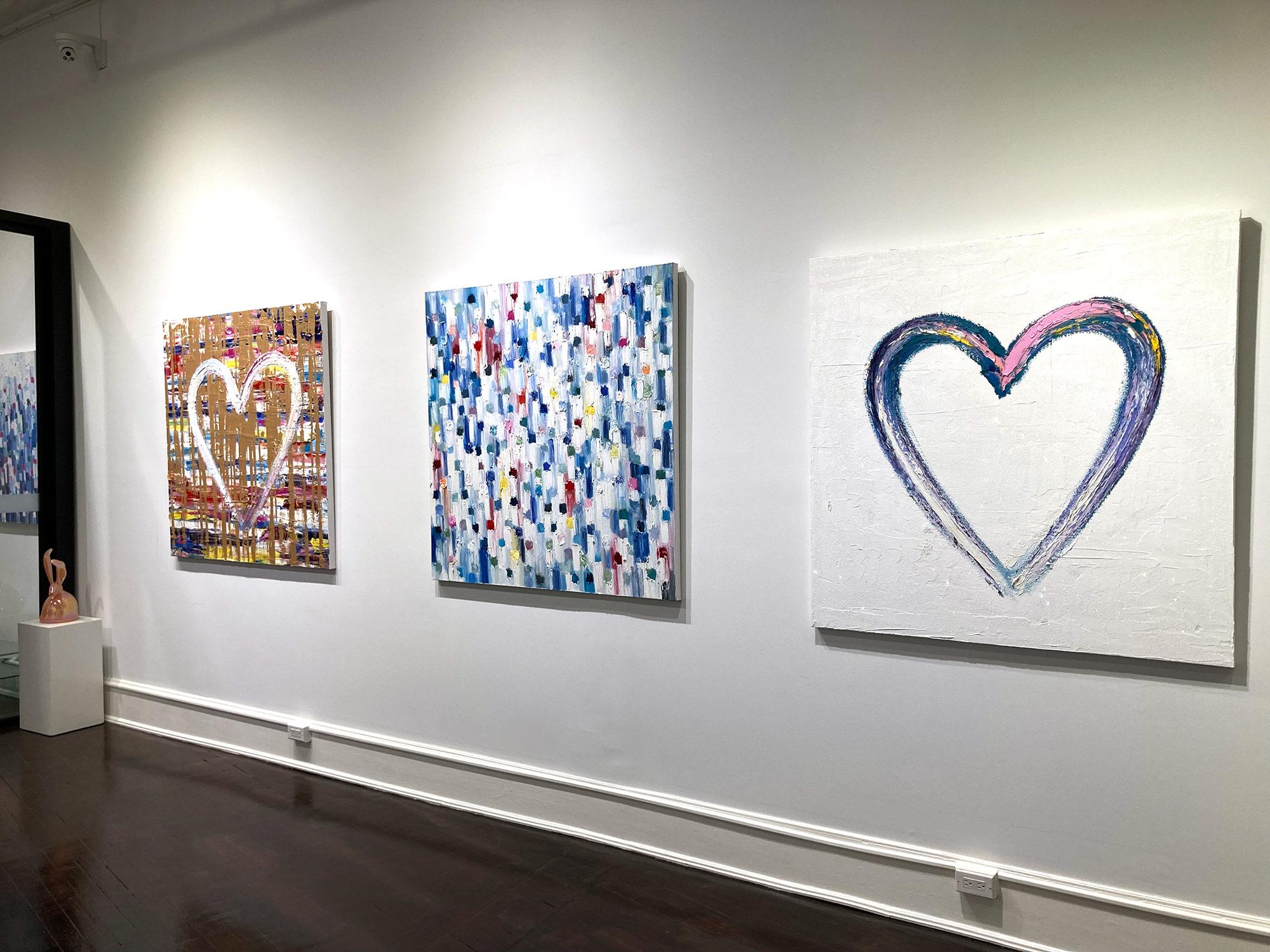 « My Snow Cone Heart », peinture à l'huile contemporaine colorée sur toile en forme de poussière de diamant en vente 11