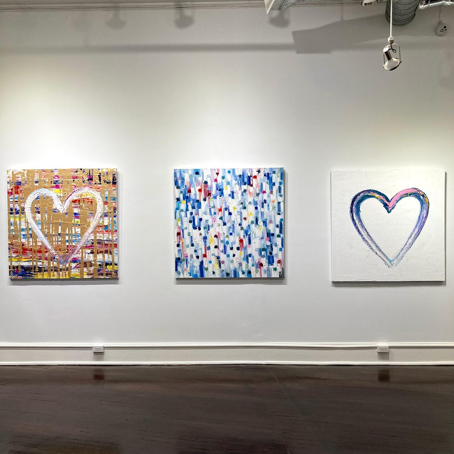 « My Snow Cone Heart », peinture à l'huile contemporaine colorée sur toile en forme de poussière de diamant en vente 12