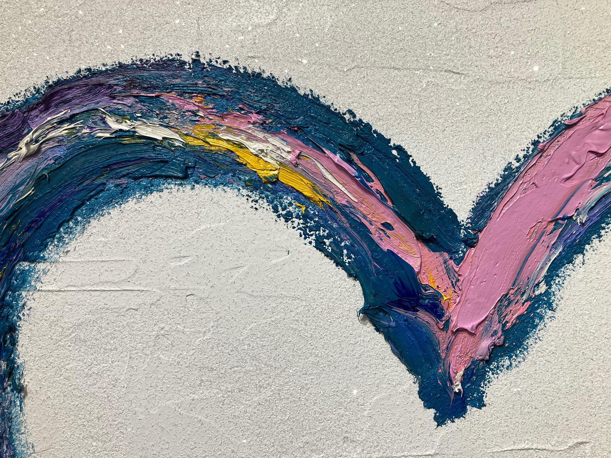 « My Snow Cone Heart », peinture à l'huile contemporaine colorée sur toile en forme de poussière de diamant - Contemporain Painting par Cindy Shaoul