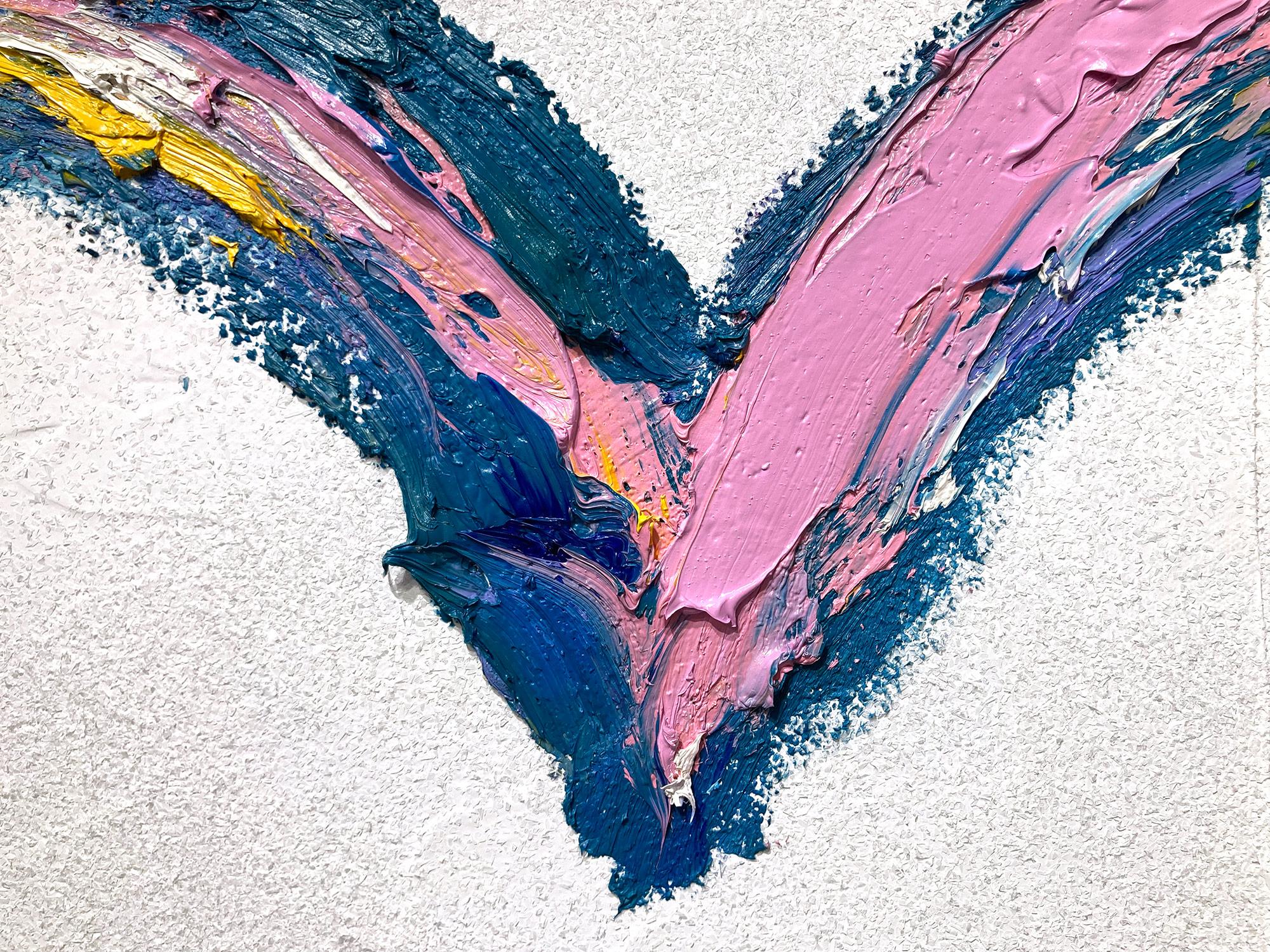 « My Snow Cone Heart », peinture à l'huile contemporaine colorée sur toile en forme de poussière de diamant en vente 1
