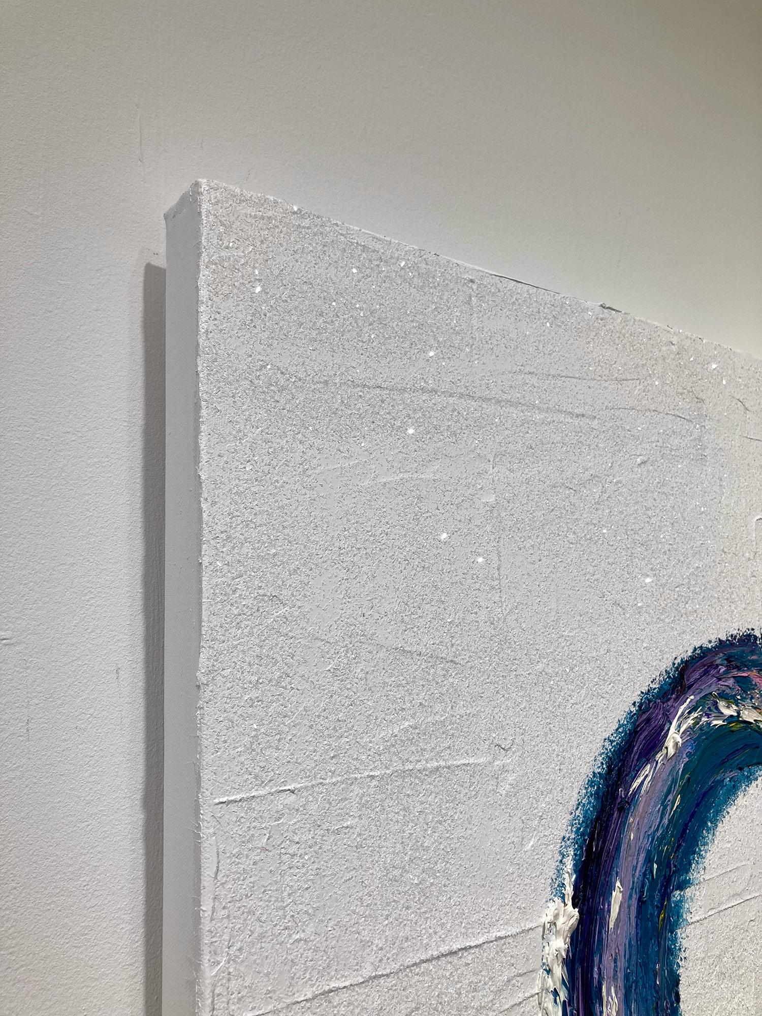 « My Snow Cone Heart », peinture à l'huile contemporaine colorée sur toile en forme de poussière de diamant en vente 2